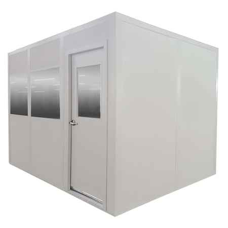 Panel Built In-Plant Office, 10'x10', 3 Wall, Class A Fire Rating, White Includes: 2 lights, 3 Outlets, 1 Doors IPO10108-3-WH